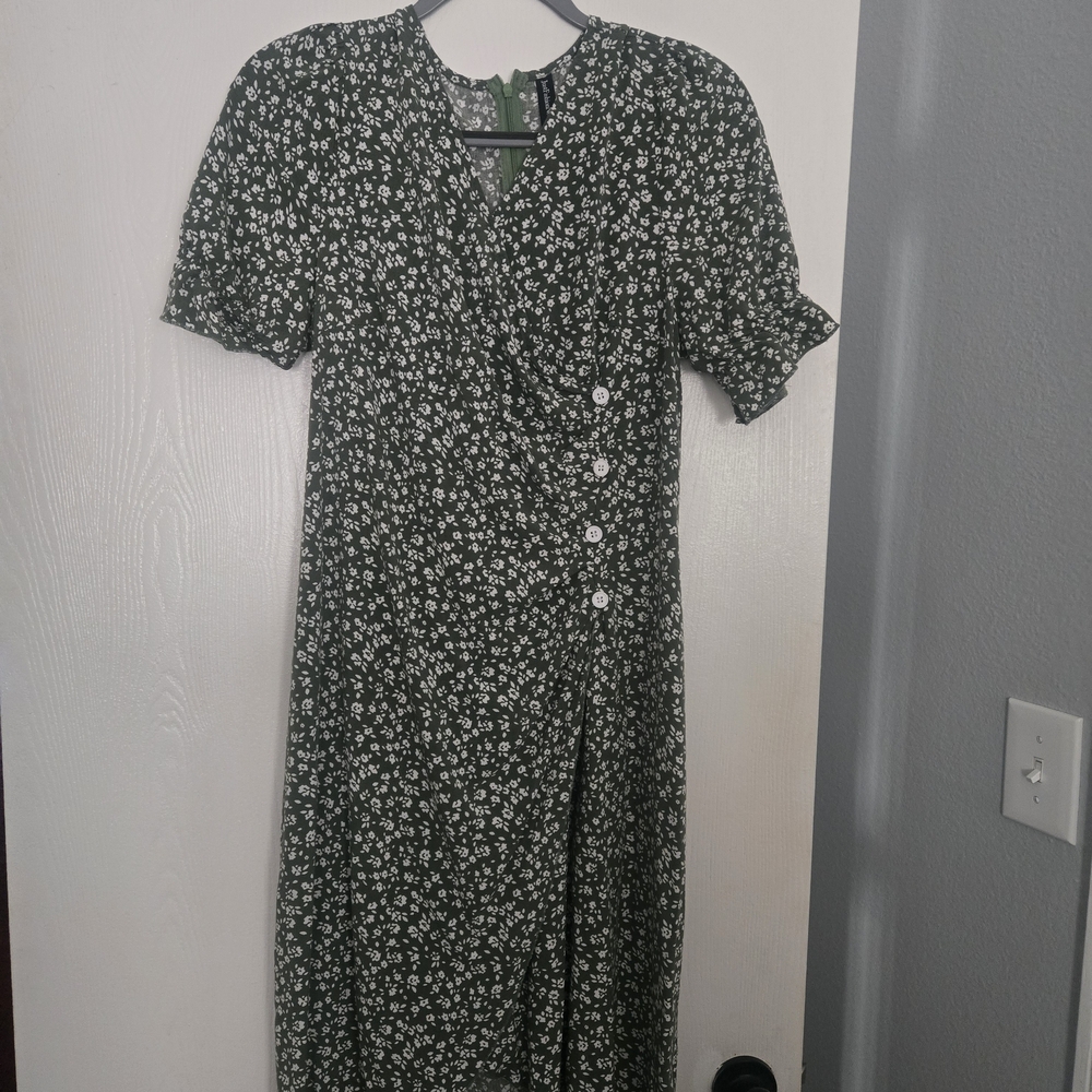 Floral Green Wrap Dress